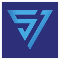 sl texto logo trigonal. slv logo icono ilustración. pirámide triángulo logo. VSL logo resaltador azul en migol azul antecedentes icono. vector
