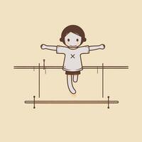 chico haciendo gimnasia. ilustración de un chico en saltar. vector