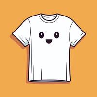 blanco camiseta con un kawaii rostro. ilustración vector