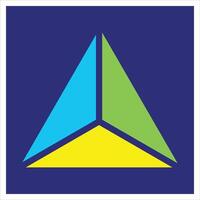 Prism logo. Pyramid triangle logo. Illustration of a pyramid with abstract shapes Lynx Screen Blue, Robot Grendizer Gold and Fierce Mantis with Migol Blue background. vector