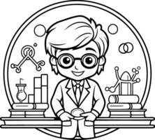 Black and White Cartoon Illustration of Professor or Professor Character for Coloring Book vector