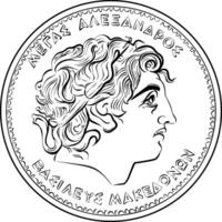 100 Drachmas Greek Coin with Alexander The Great vector