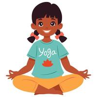 niña haciendo yoga loto fácil actitud vector