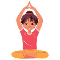 niña haciendo yoga medio loto actitud vector