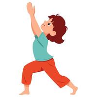 Girl doing yoga Warrior 1 pose vector