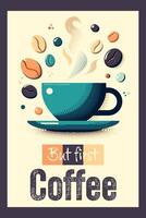 retro But First Coffee Poster vector