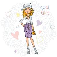 cute fashionable girl vector