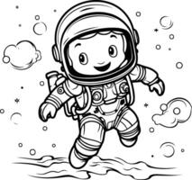 Coloring book for children astronaut in space suit. illustration. vector