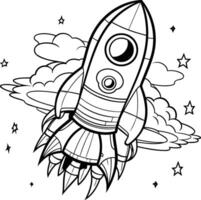 Coloring book for children space rocket. Coloring page. vector