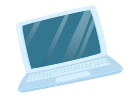 Laptop in flat design. Portable computing device with keyboard for office. illustration isolated. vector