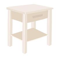 Table with drawer in flat design. White nightstand or kitchen furniture. illustration isolated. vector