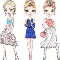 beautiful fashion girls top models vector