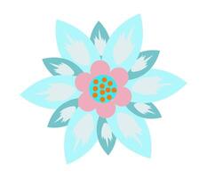 Abstract flower head in flat design. Vivid blue blossom with geometry shapes. illustration isolated. vector