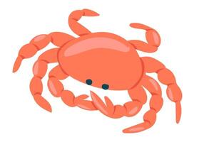 Red crab in flat design. Tropical underwater crustacean with claws. illustration isolated. vector