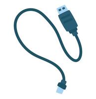 Usb cable in flat design. Mobile phone charger cable or gadgets connector. illustration isolated. vector