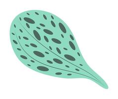 Large rounded leaf with spots pattern in flat design. Tropical greenery. illustration isolated. vector
