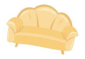elegancia sofá en plano diseño. brillante cuero sofá con curvo atrás. ilustración aislado. vector