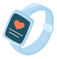 Fitness tracker in flat design. Smart watch with pulse heart interface. illustration isolated. vector