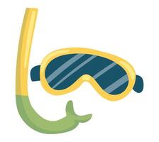 Diving mask and snorkel in flat design. Costume elements for sea snorkeling. illustration isolated. vector