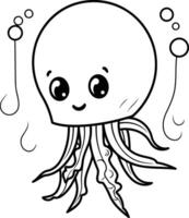 Coloring book for children funny jellyfish. illustration. vector