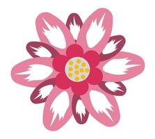 Abstract flower head in flat design. Pink and red blossom with geometry shapes. illustration isolated. vector