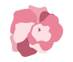 Abstract pink rose head in flat design. Spring blooming blossom closeup. illustration isolated. vector