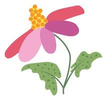 Bright blooming flower in flat design. Daisy blossom with colors petals. illustration isolated. vector