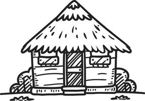 Line art The Hut doodle art vector