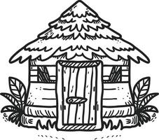 Line art The Hut doodle art vector