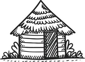 Line art The Hut doodle art vector