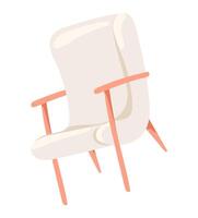 Sillón con de madera piernas y manejas en plano diseño. escandinavo estilo silla. ilustración aislado. vector