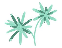 Abstract leaves plant flat in flat design. Green leaflets on branch. illustration isolated. vector