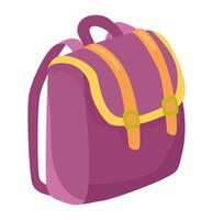colegio mochila en plano diseño. púrpura bolsa para la escuela para embalaje personal suministrar. ilustración aislado. vector