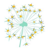 Abstract dandelion head in flat design. Summer blowball wildflower. illustration isolated. vector