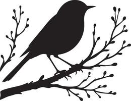 amoroso aves en el rama de un árbol clipart silueta en negro color. paloma ilustración modelo para tatuaje o láser corte vector