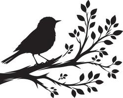 Loving birds on the branch of a tree clipart silhouette in black colour. Dove illustration template for tattoo or laser cutting vector