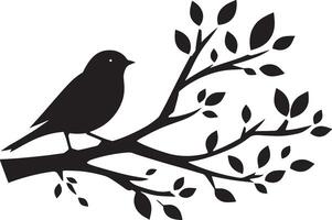 amoroso aves en el rama de un árbol clipart silueta en negro color. paloma ilustración modelo para tatuaje o láser corte vector