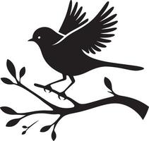 Loving birds on the branch of a tree clipart silhouette in black colour. Dove illustration template for tattoo or laser cutting vector