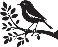 Loving birds on the branch of a tree clipart silhouette in black colour. Dove illustration template for tattoo or laser cutting. vector