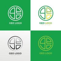 Minimal GEO green logo concept, professional green abstract typo logo branding flat icon illustration for an eco-friendly brand vector