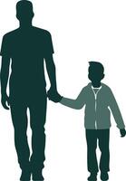 Flat design father and son silhouette vector