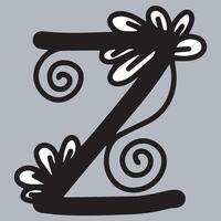 Alphabet Z. Floral Ornamental Alphabet, Initial Letter Z. Education and fun for kids. vector