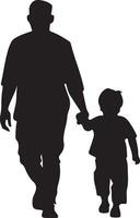 Flat design father and son silhouette vector