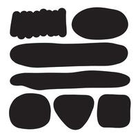 Set of brush strokes, various shapes. Collection of hand drawn different graphic elements. vector