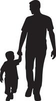 Flat design father and son silhouette vector