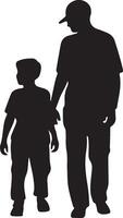 Flat design father and son silhouette vector