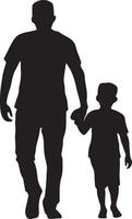 Flat design father and son silhouette vector