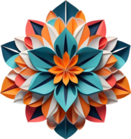 Geometric bloom. A vibrant flower constructed from overlapping geometric shapes. AI-Generated. png