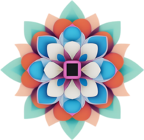 Geometric bloom. A vibrant flower constructed from overlapping geometric shapes. AI-Generated. png