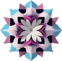 Geometric bloom. A vibrant flower constructed from overlapping geometric shapes. AI-Generated. png